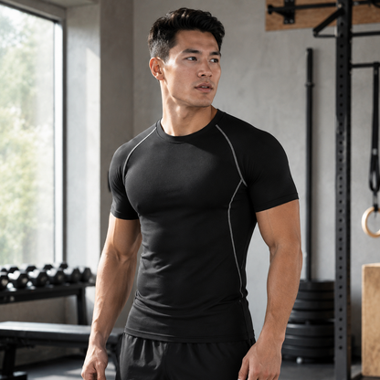 Compression Contrast Binding T-shirt