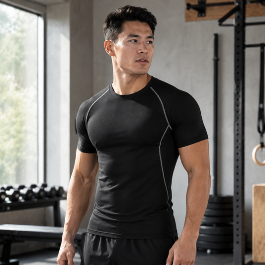 Compression Contrast Binding T-shirt